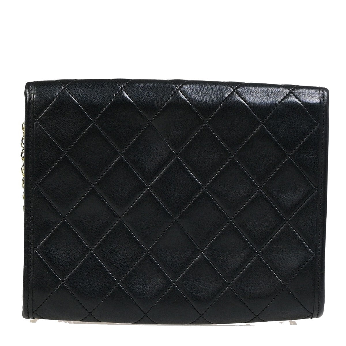 Chanel Vintage Round Flap Bag Quilted Lambskin, BLACK, LEATHER, Handbag