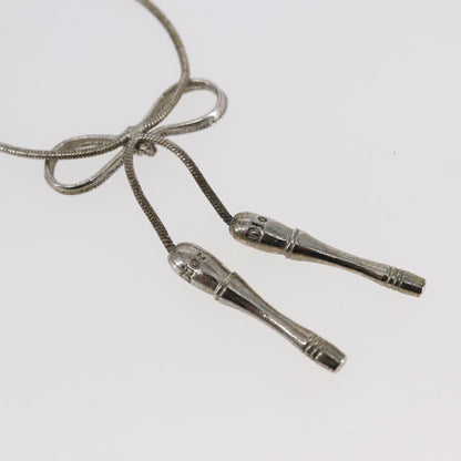 Christian Dior Bow CD Pendant Necklace Metal with Crystal, SILVER, METAL, Necklace