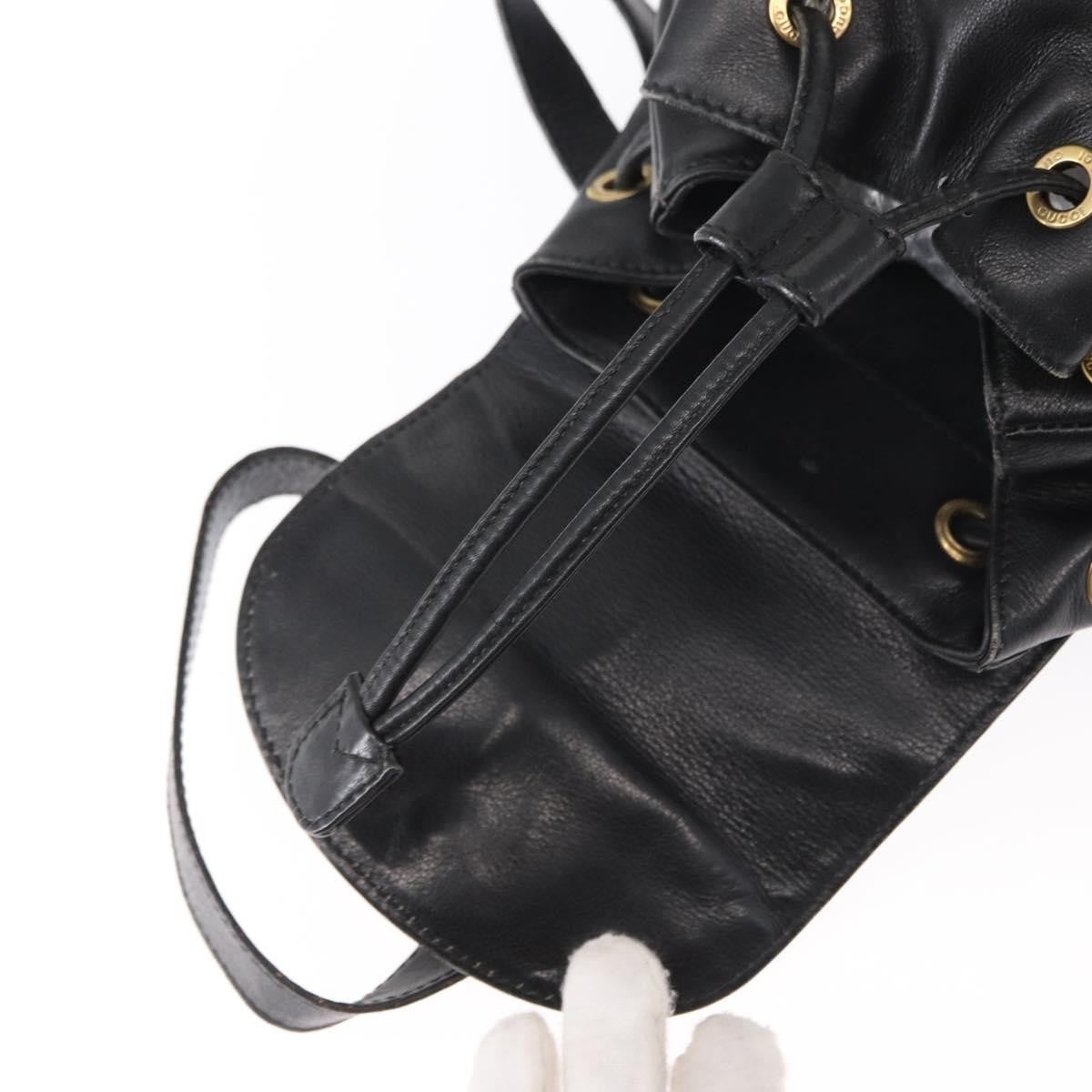 Gucci Vintage Bamboo Backpack Leather, BLACK, LEATHER, Backpack