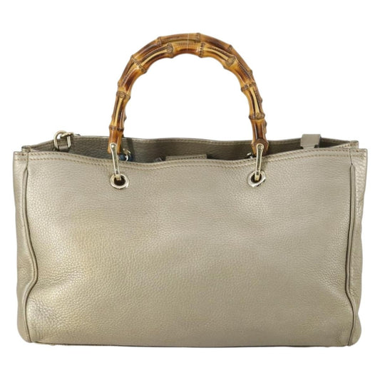 Gucci Bamboo Shopper Tote Leather, BEIGE, LEATHER, Tote bag