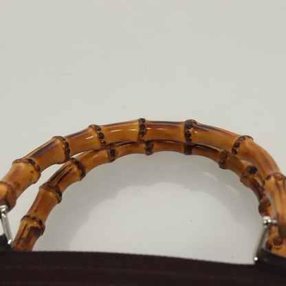 Gucci Vintage Bamboo Handle Tote Nylon, BROWN, SYNTHETIC, Tote bag