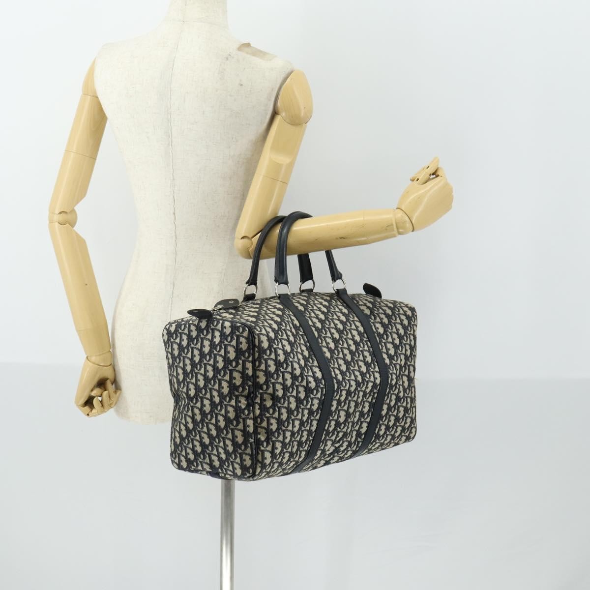 Christian Dior Vintage Trotter Boston Bag Canvas, NAVY, CANVAS, Travel bag