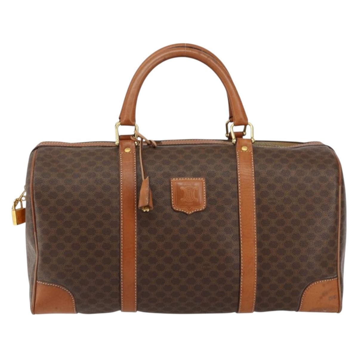 Celine Vintage Macadam Boston bag Canvas, BROWN, CANVAS, Travel bag