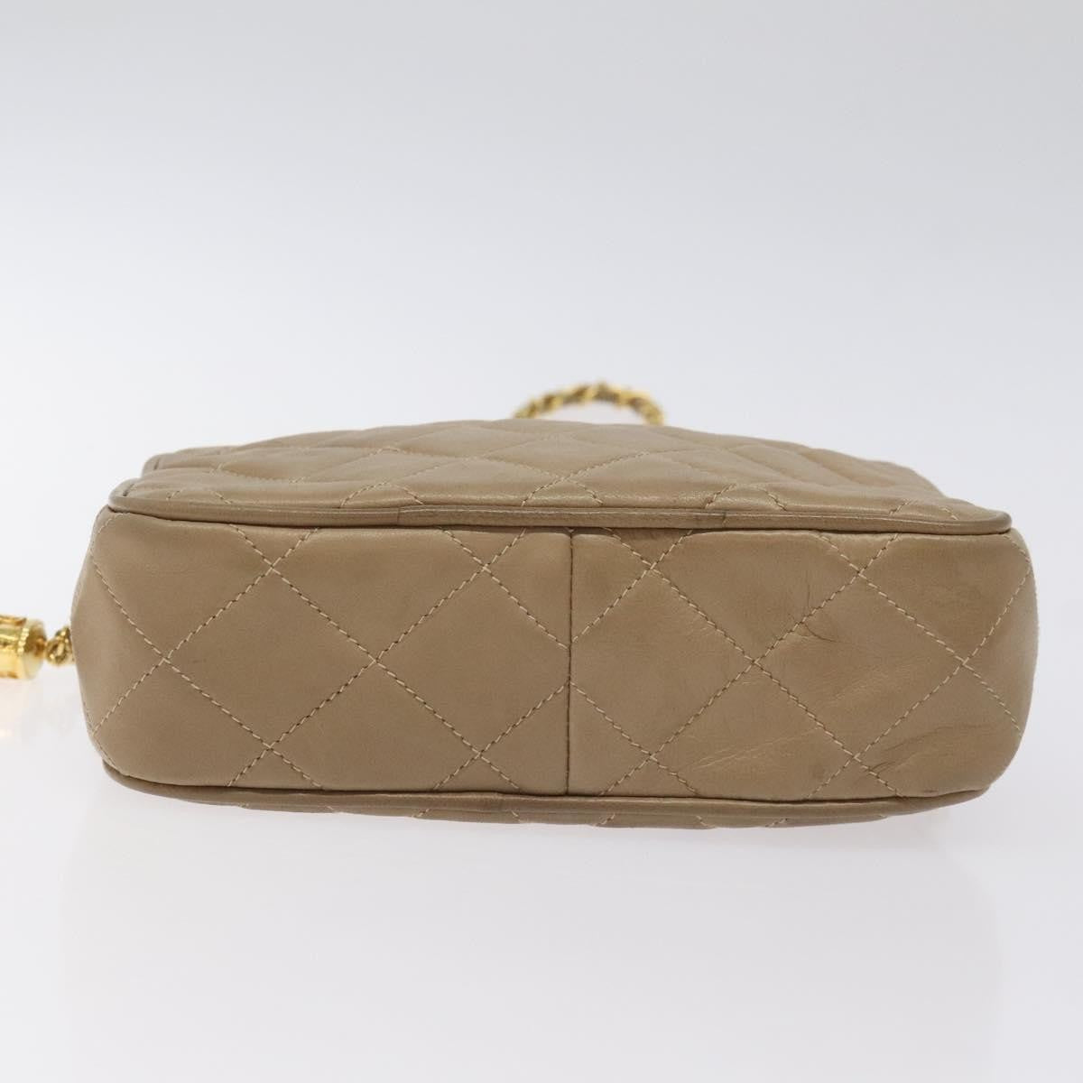 Chanel Vintage Camera Tassel Bag Lambskin, BEIGE, LEATHER, Crossbody bag
