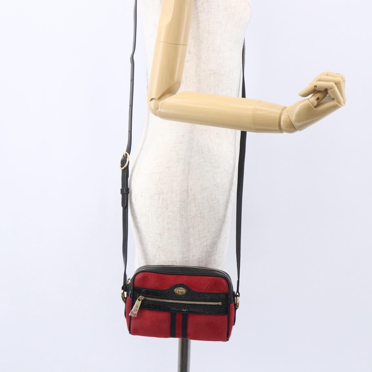 Gucci Ophidia Shoulder Bag Suede, RED, SUEDE, Shoulder bag