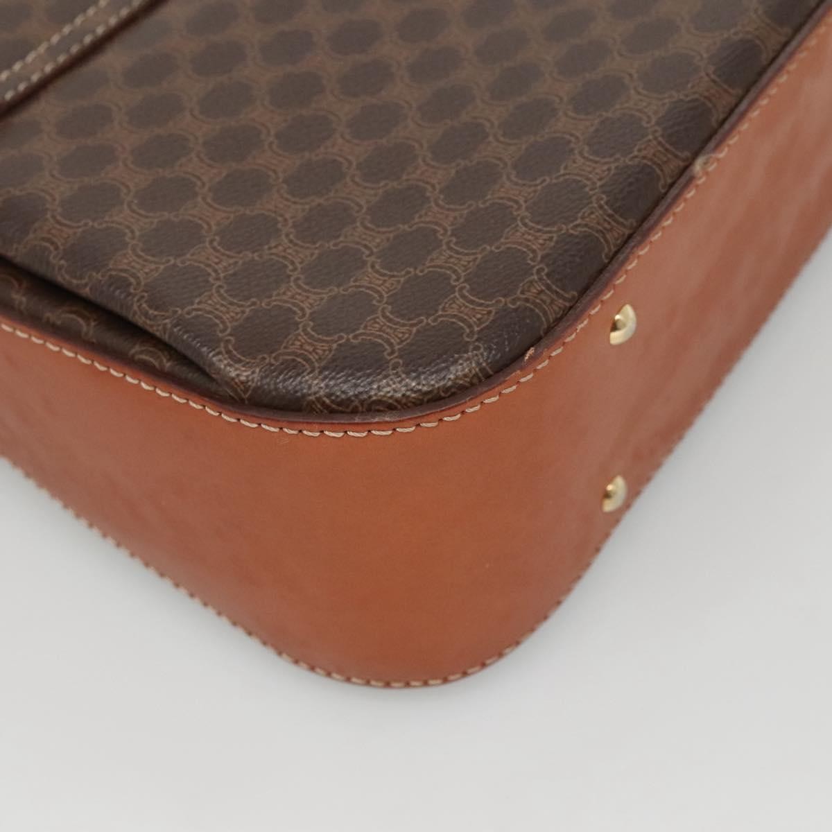 Celine Vintage Convertible Top Handle Bag Macadam Coated Canvas, BROWN, CANVAS, Handbag