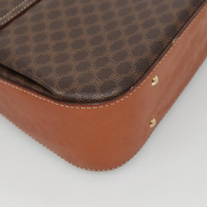 Celine Vintage Convertible Top Handle Bag Macadam Coated Canvas, BROWN, CANVAS, Handbag