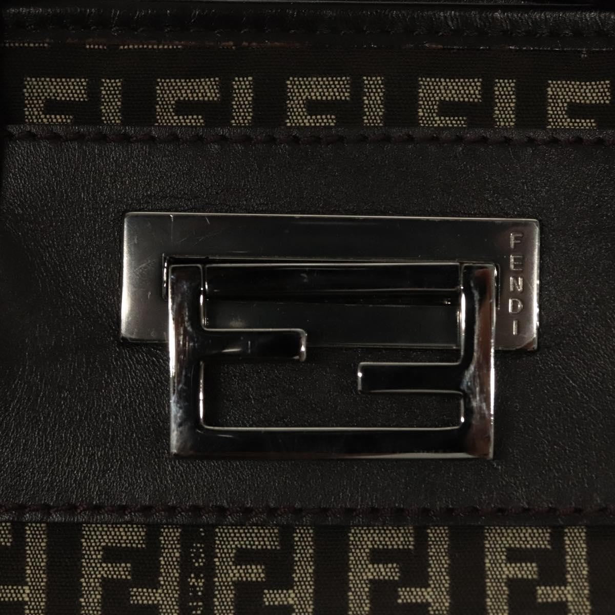 Fendi Vintage Flip Lock Tote Zucchino Canvas, BROWN, CANVAS, Tote bag