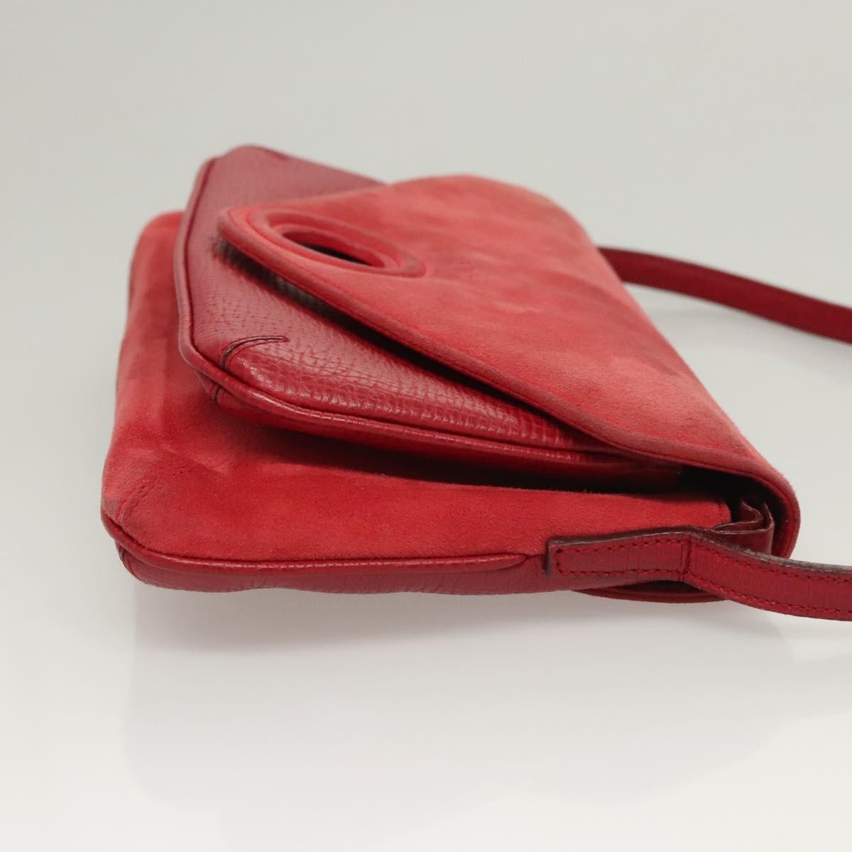 Loewe Anagram Shoulder Bag Leather, RED, SUEDE, Shoulder bag