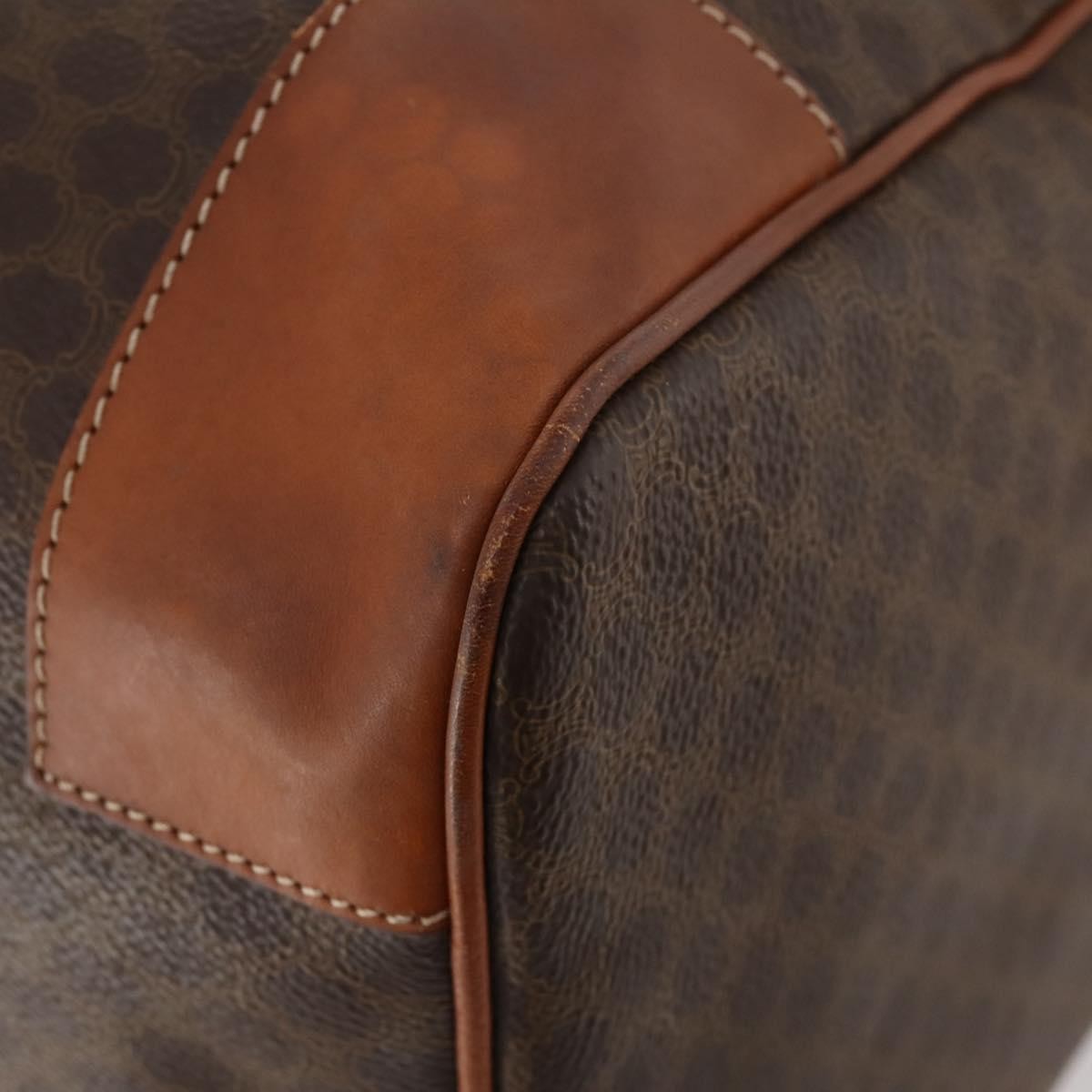 Celine Vintage Macadam Boston bag Canvas and Leather, BROWN, CANVAS, Travel bag