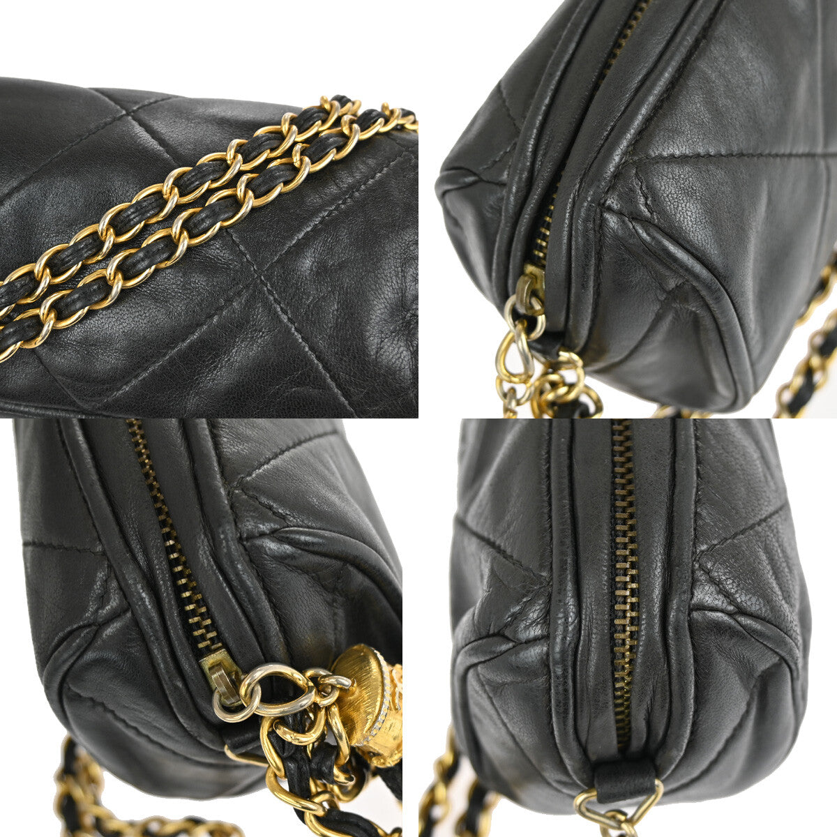 Chanel Vintage Diamond CC Barrel Bag Quilted Leather, BLACK, LEATHER, Shoulder bag