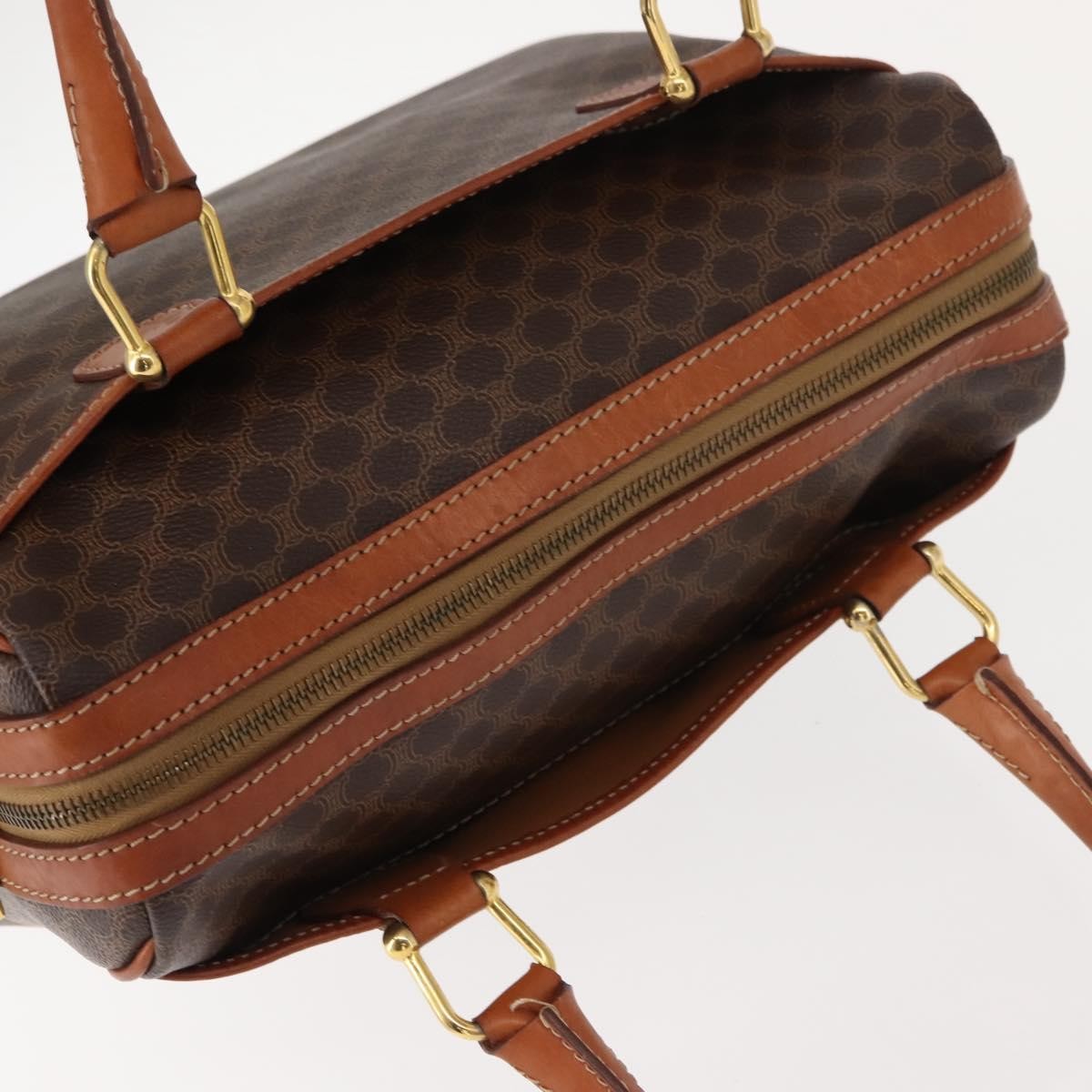 Celine Vintage Macadam Handbag Canvas and Leather, BROWN, CANVAS, Handbag