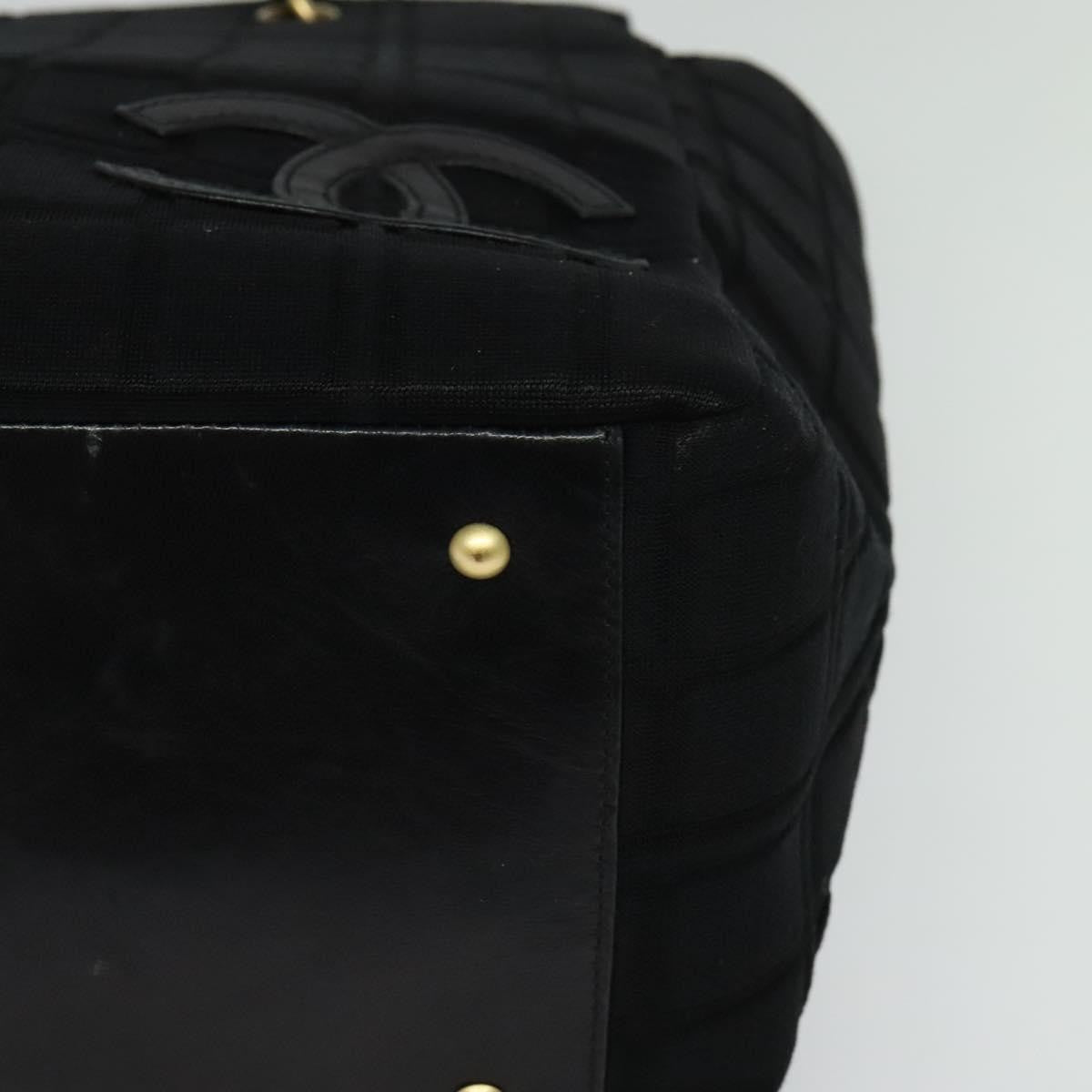 Chanel Chocolate Bar Chain Tote Quilted Jersey, BLACK, COTTON, Tote bag