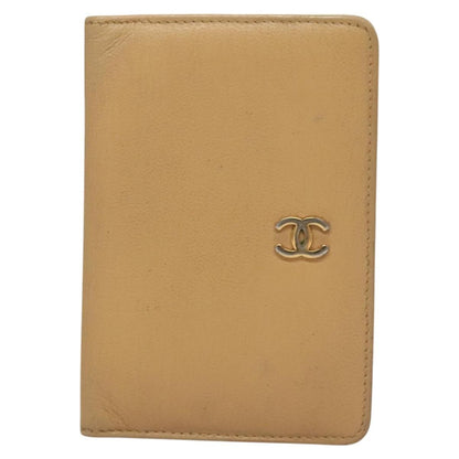 Chanel CC Card Case Leather, BEIGE, LEATHER, Card Holders