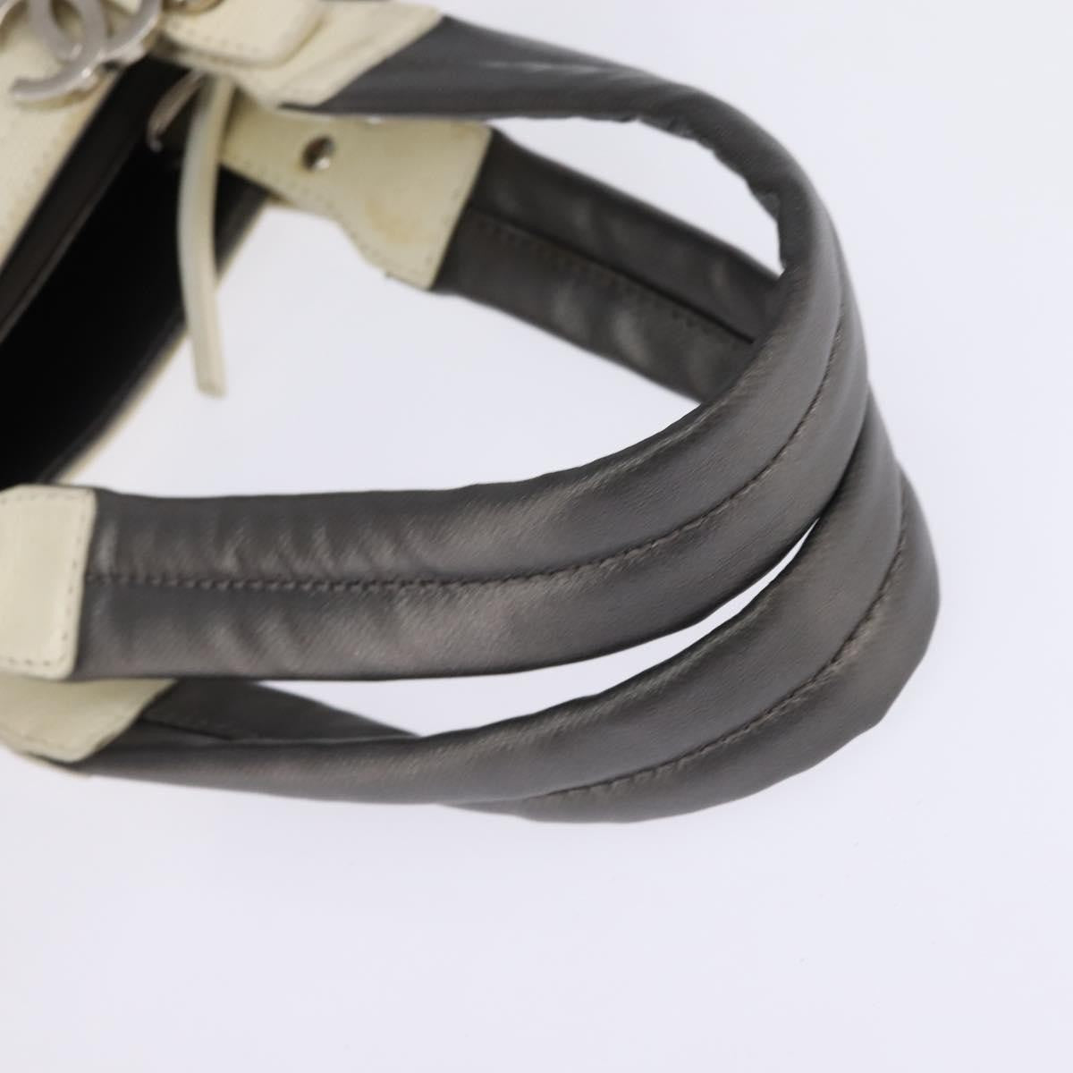 Chanel Biarritz Tote Quilted Coated Canvas, SILVER, CANVAS, Tote bag