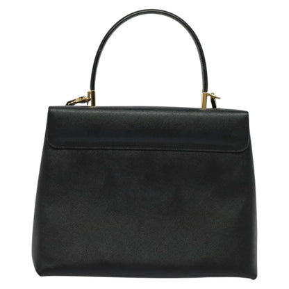 Salvatore Ferragamo Gancini Convertible Top Handle Bag Leather, BLACK, LEATHER, Handbag