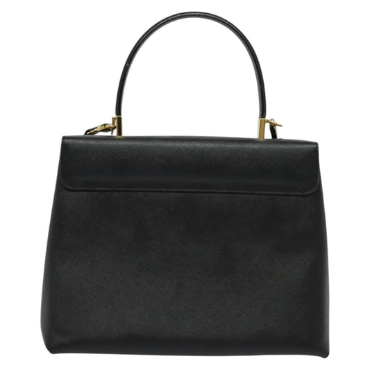 Salvatore Ferragamo Gancini Convertible Top Handle Bag Leather, BLACK, LEATHER, Handbag