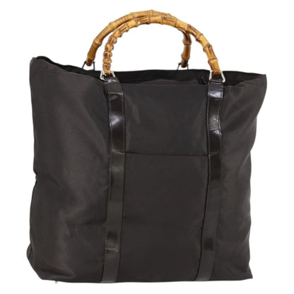 Gucci Vintage Bamboo Handle Tote Nylon, BROWN, NYLON, Tote bag