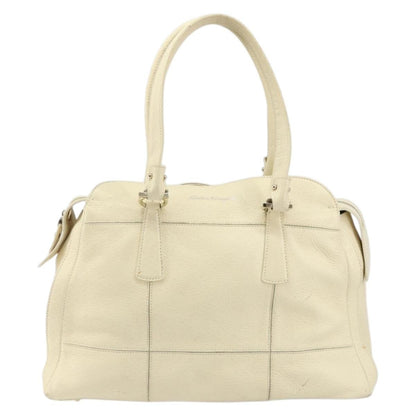 Salvatore Ferragamo Gancini Shoulder Bag Leather, BEIGE, LEATHER, Shoulder bag