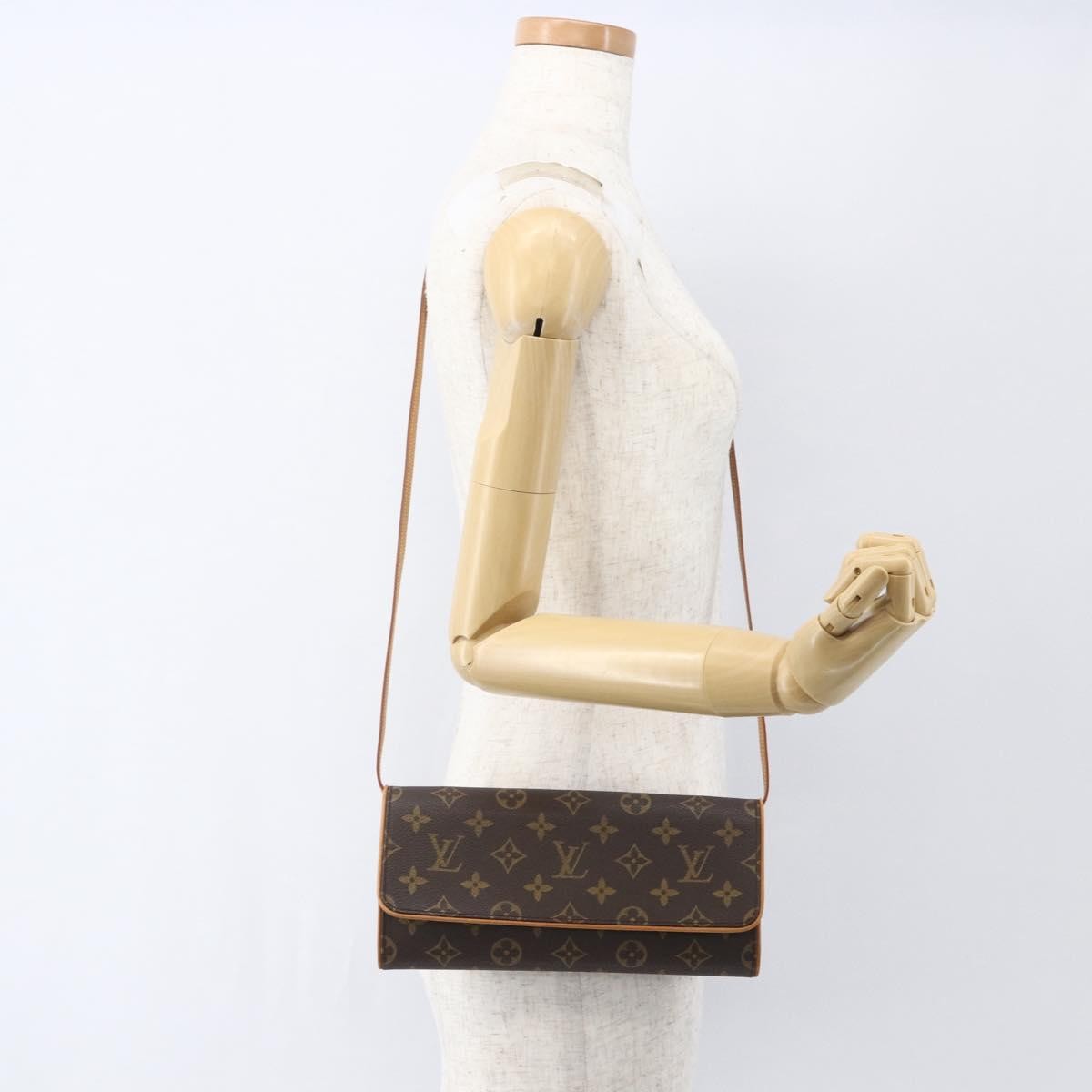 Louis Vuitton Twin Handbag Monogram Canvas, BROWN, CANVAS, Clutche & pouche