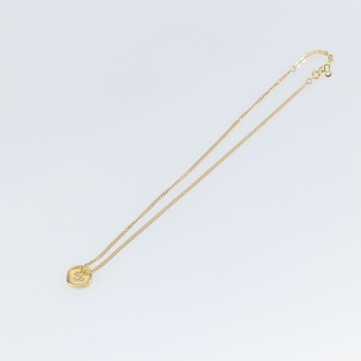 Christian Dior CD Pendant Necklace Metal and Crystals, GOLD, METAL, Necklace