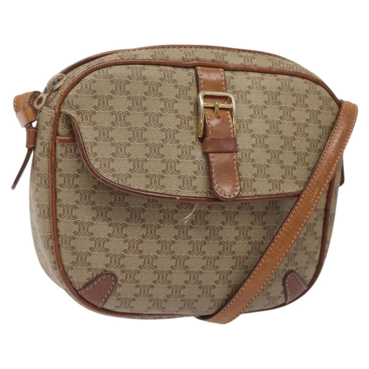 Celine Macadam Shoulder Bag PVC Leather, BEIGE, CANVAS, Shoulder bag