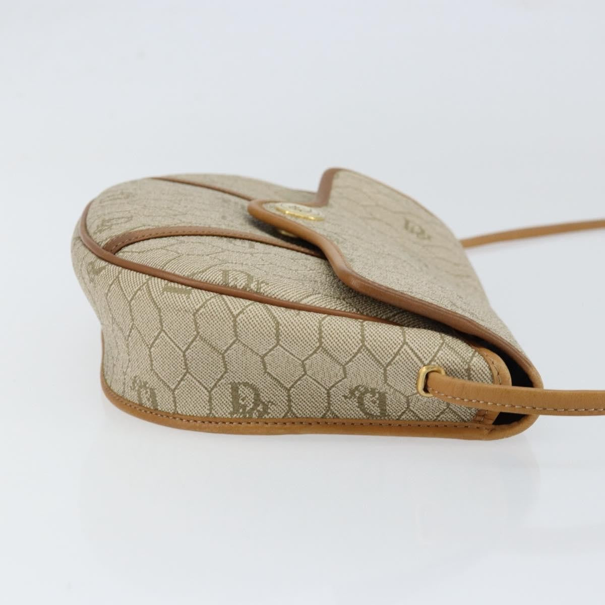 Christian Dior Vintage Honeycomb Flap Crossbody Bag Canvas and Leather, BEIGE, CANVAS, Shoulder bag