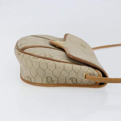 Christian Dior Vintage Honeycomb Flap Crossbody Bag Canvas and Leather, BEIGE, CANVAS, Shoulder bag