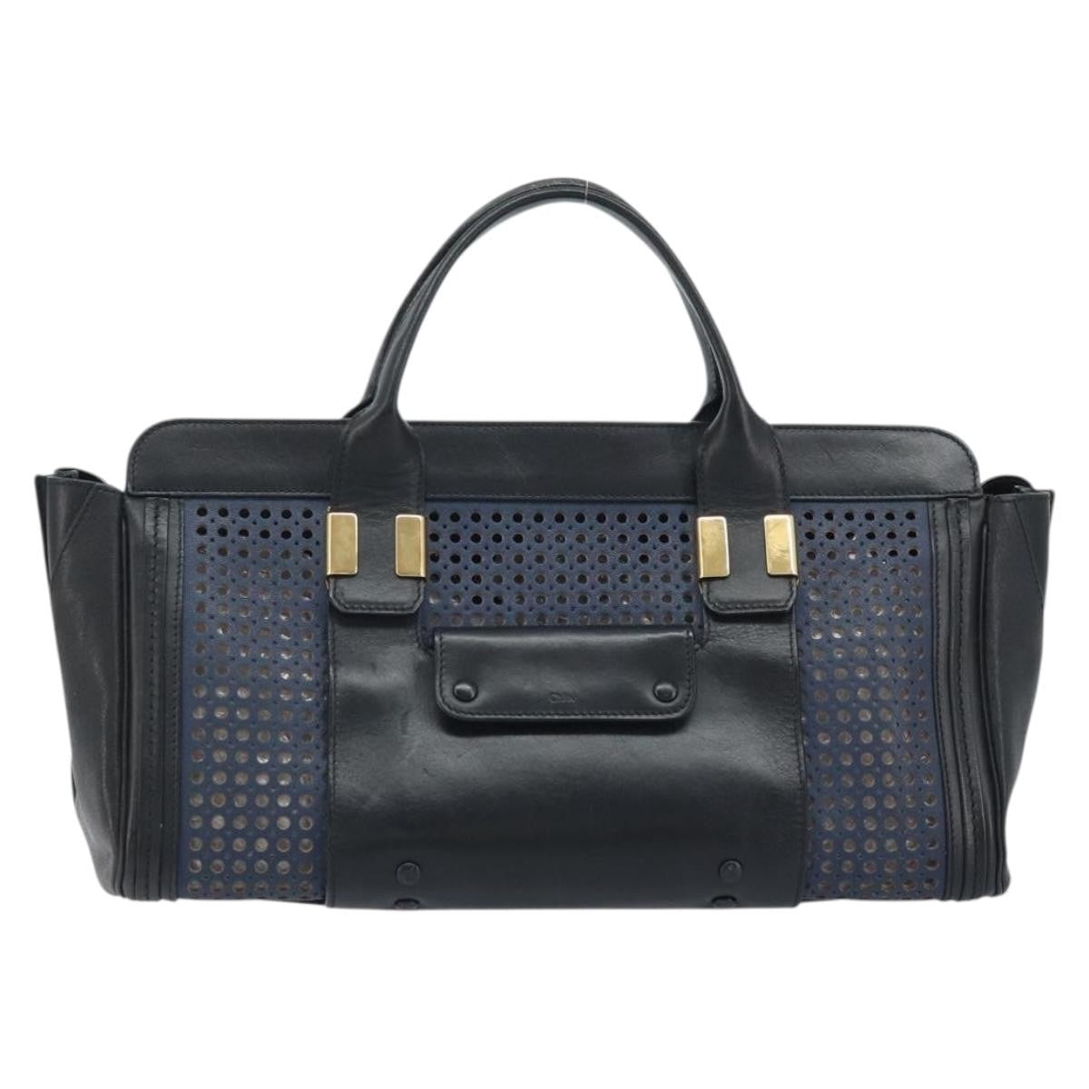 Chloe Alice Satchel Leather, Black, Leather, Handbag