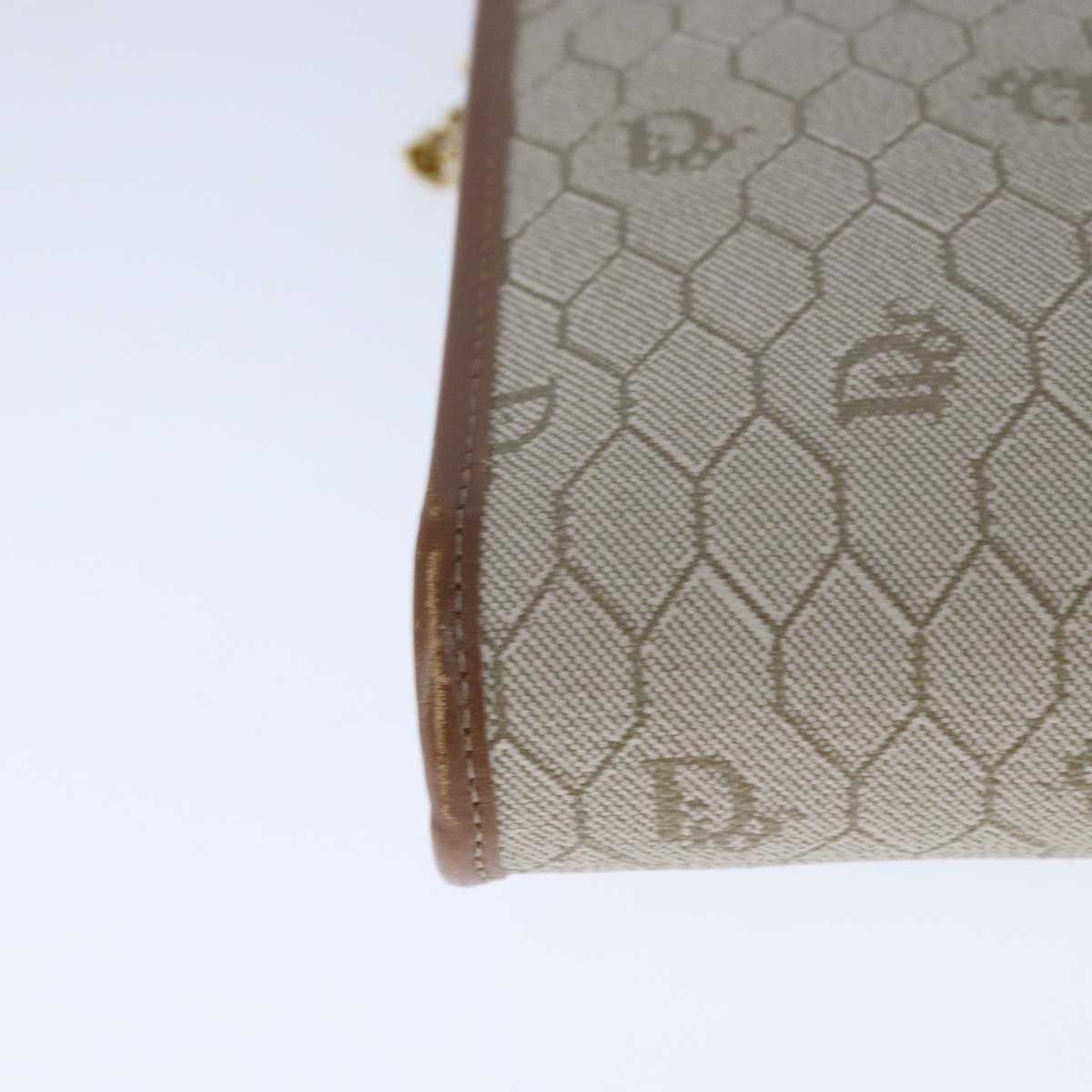 Christian Dior Vintage Honeycomb chain Canvas, BEIGE, CANVAS, Shoulder bag