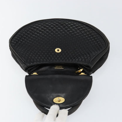 Bally Vintage Handbag Quilted Leather, BLACK, LEATHER, Handbag