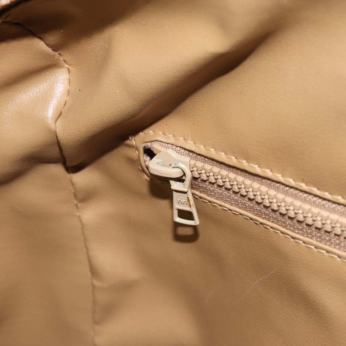 Celine Vintage Macadam Handbag Canvas and Leather, BEIGE, CANVAS, Handbag