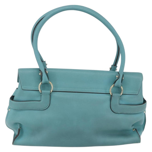 Salvatore Ferragamo Virna Satchel Leather, TURQUOISE, LEATHER, Tote bag