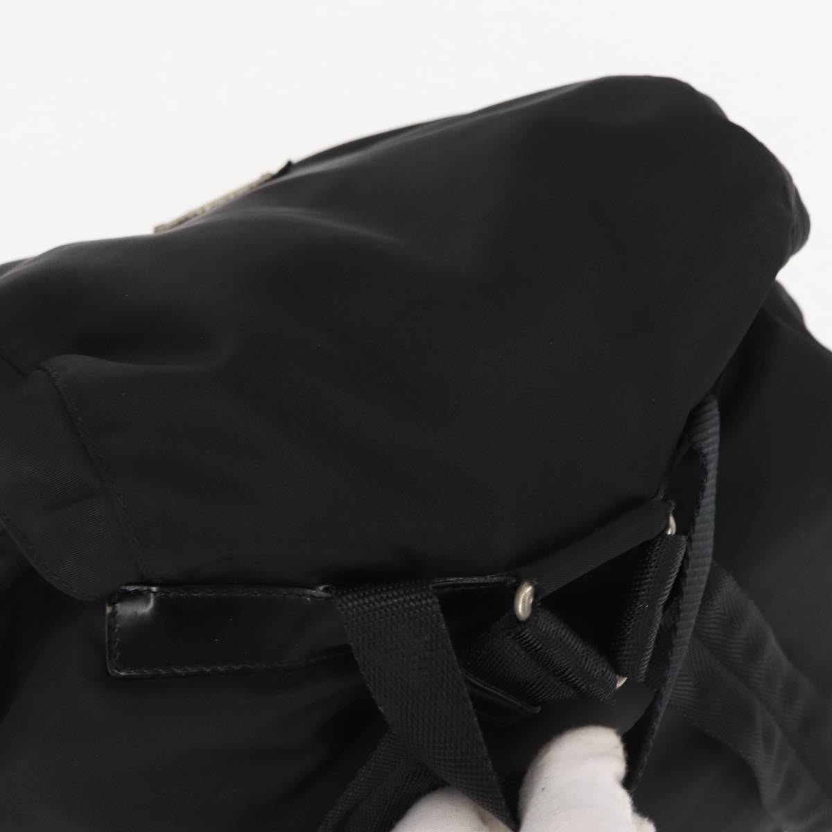 Prada Vela Double Front Pocket Backpack Tessuto with Saffiano Leather, BLACK, NYLON, Backpack