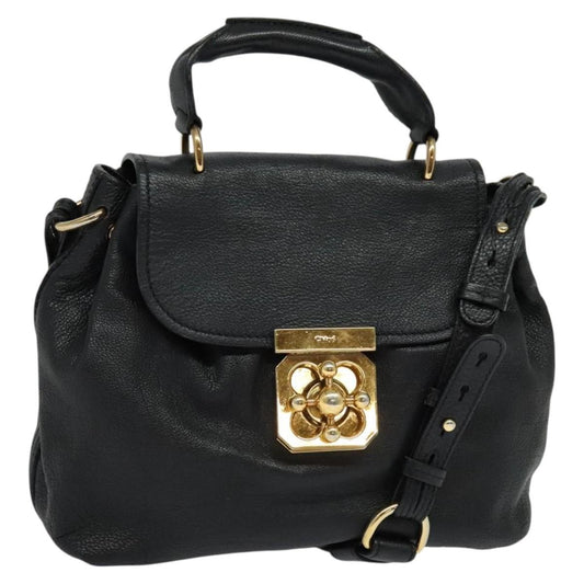 Chloe Elsie Satchel Leather, BLACK, LEATHER, Handbag