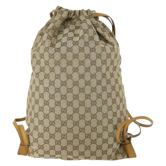Gucci Drawstring Backpack GG Canvas, BEIGE, CANVAS, Backpack
