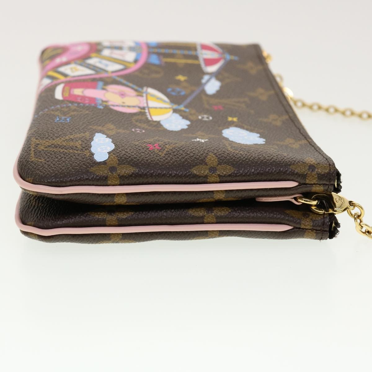 Louis Vuitton Double Zip Pochette Limited Edition Vivienne Xmas Monogram Canvas, BROWN, CANVAS, Clutche & pouche