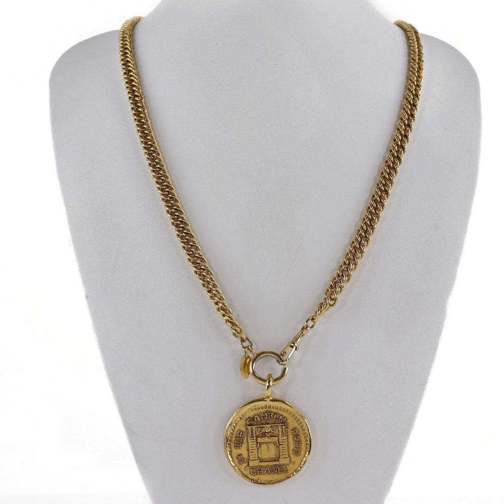 Chanel Vintage 31 Rue Cambon Medallion Pendant Necklace Metal, GOLD, GOLD_PLATED, Necklace