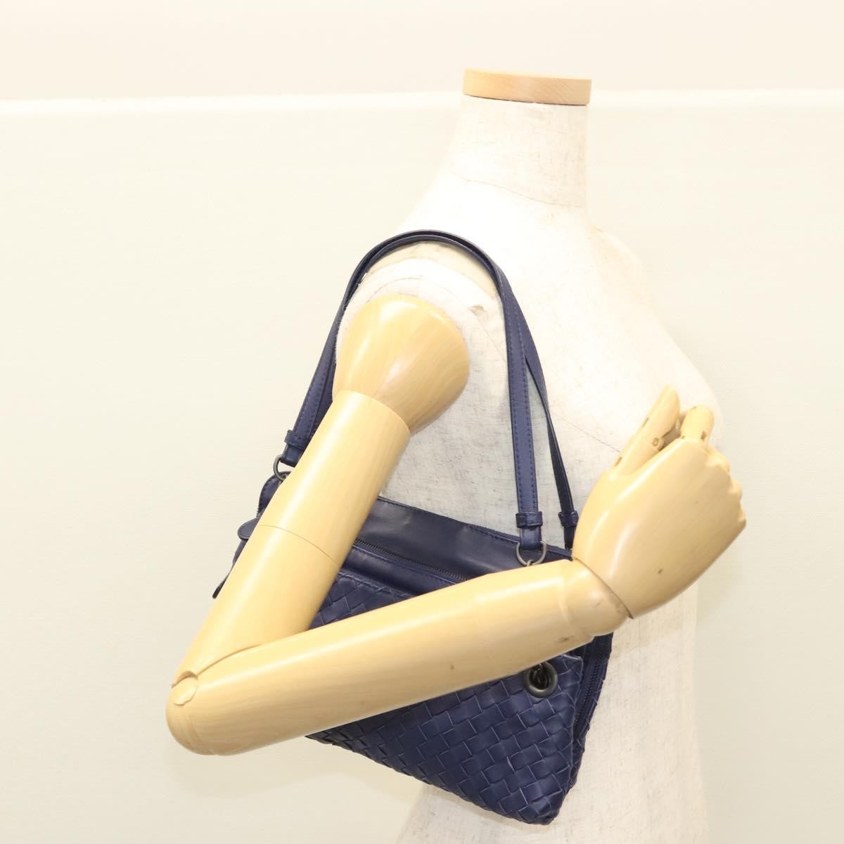 Bottega Veneta Intrecciato Leather, NAVY, LEATHER, Handbag