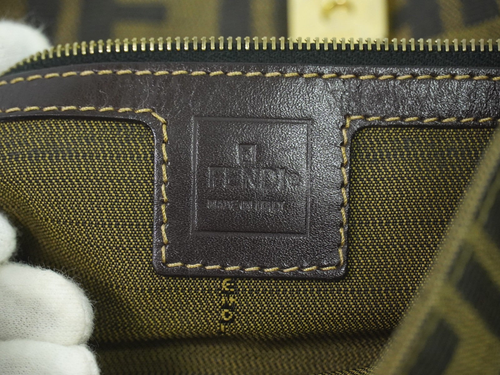 Fendi Vintage Zucca Handbag Zucca, BROWN, CANVAS, Handbag