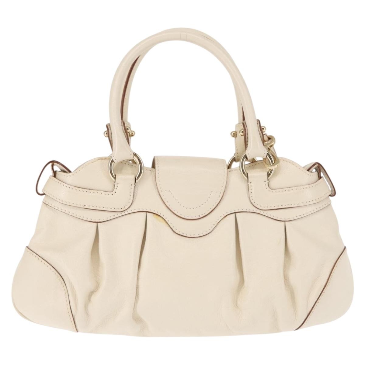Salvatore Ferragamo Marisa Satchel Leather, WHITE, LEATHER, Handbag