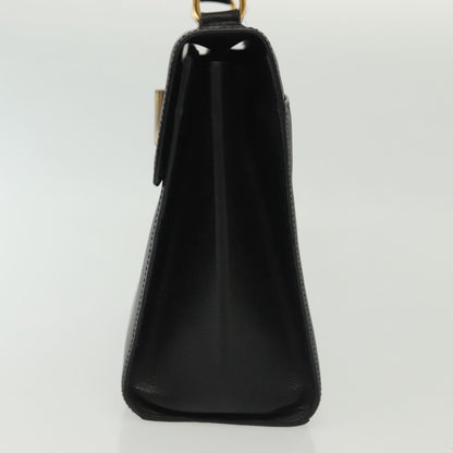 Celine Vintage Convertible Turnlock Top Handle Bag Leather, BLACK, LEATHER, Handbag