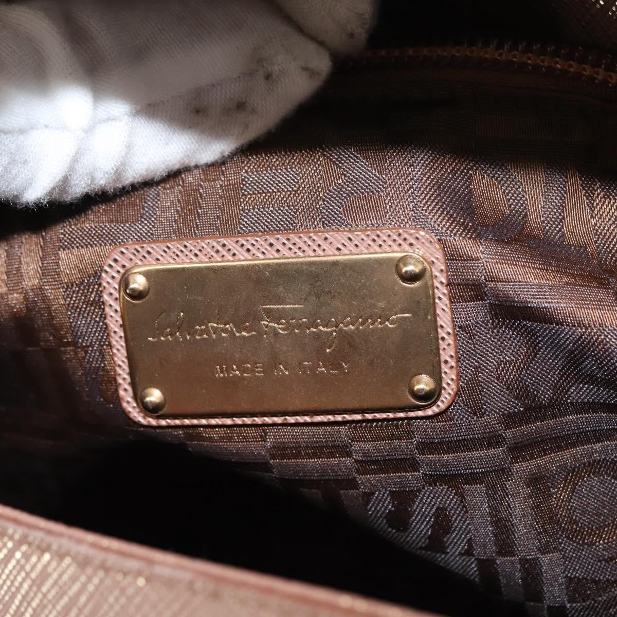 Salvatore Ferragamo Flap Satchel Saffiano Leather, GOLD, LEATHER, Handbag