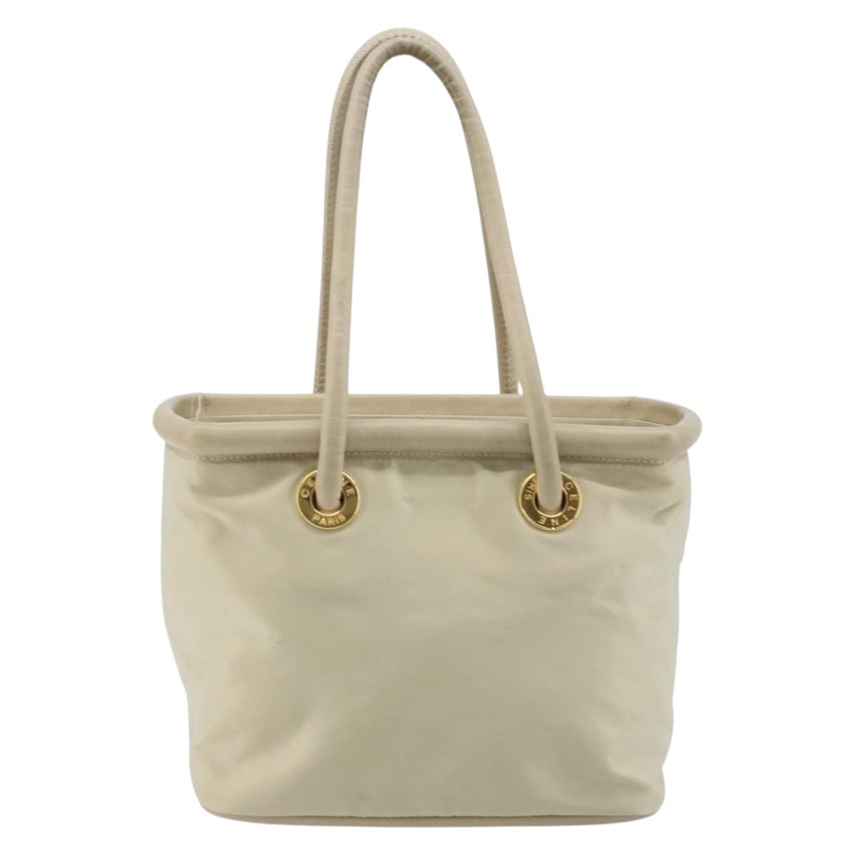 Celine Handbag Nylon, Beige, Nylon, Handbag