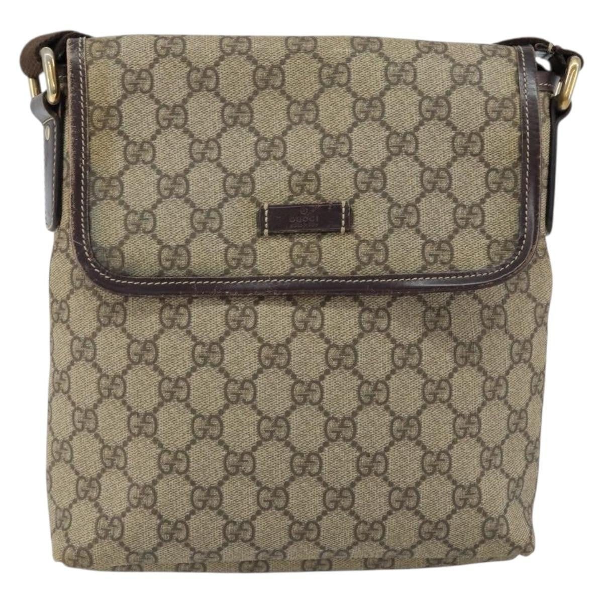 Gucci Flap Messenger GG Coated Canvas, BEIGE, PVC, Shoulder bag