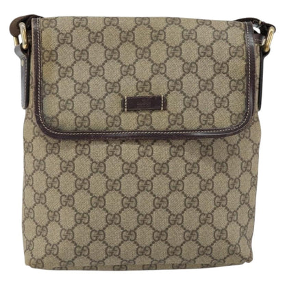 Gucci Flap Messenger GG Coated Canvas, BEIGE, PVC, Shoulder bag