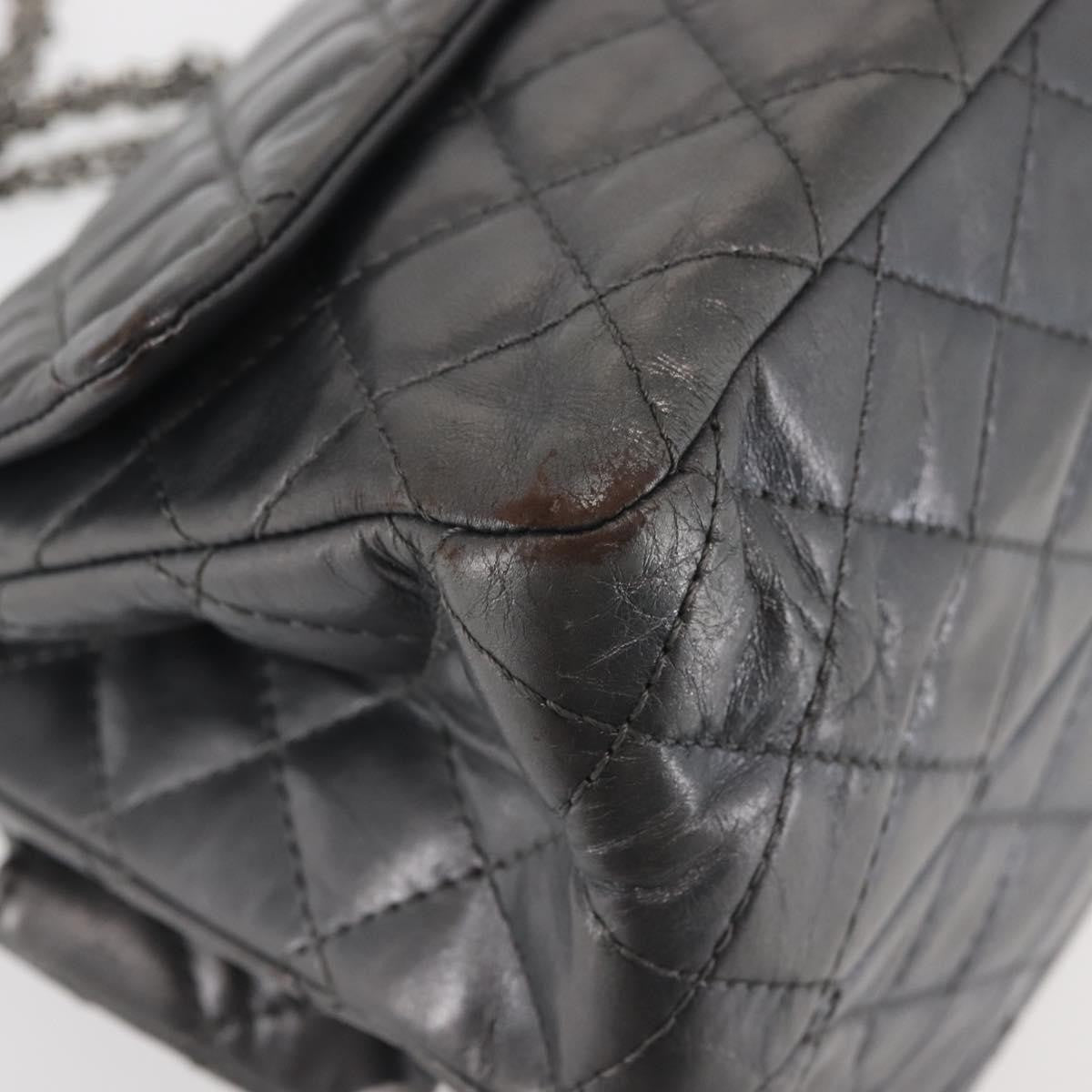 Chanel Reissue 2.55 Double Compartment Flap Bag Quilted Aged Calfskin, SILVER, LEATHER, Handbag