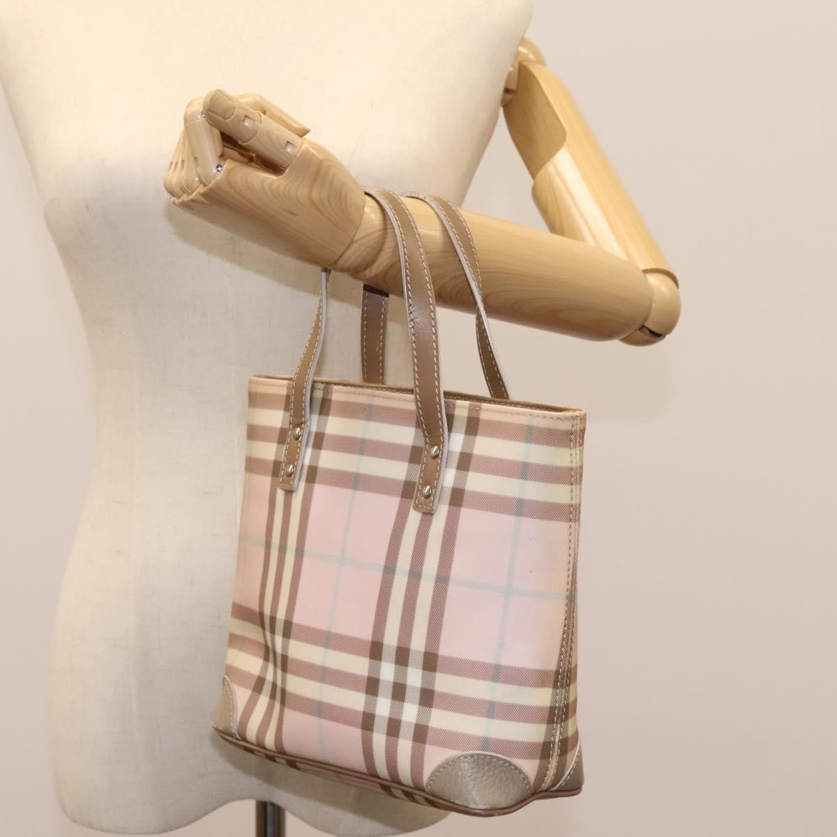 Burberry Nova Check Tote Canvas and Leather, PINK, CANVAS, Tote bag