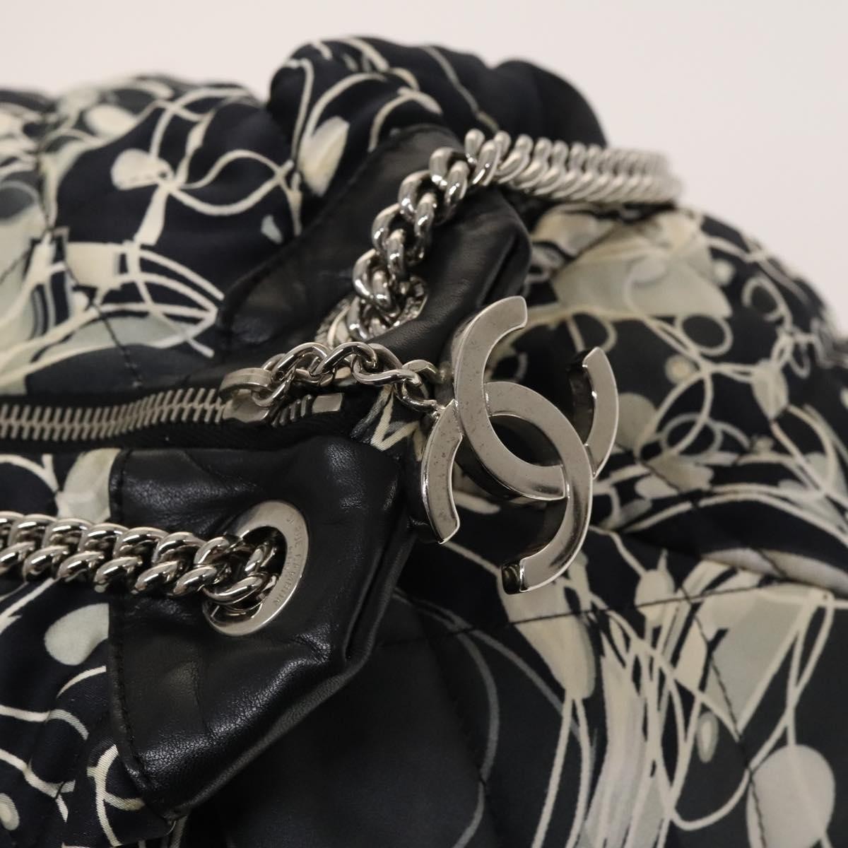 Chanel Kaleidoscope Chain Tote Quilted Printed Satin, BLACK, SILK, Tote bag