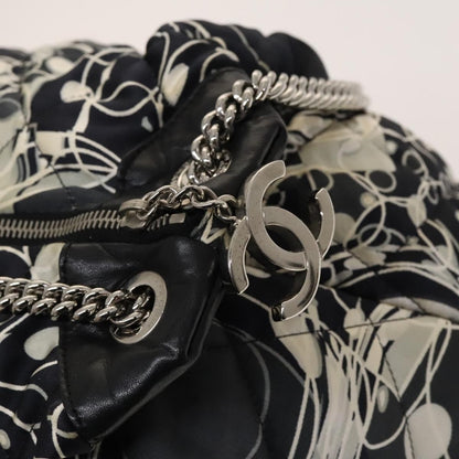 Chanel Kaleidoscope Chain Tote Quilted Printed Satin, BLACK, SILK, Tote bag